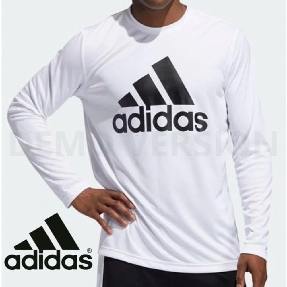 ADIDAS Men's Big Logo Long sleeve Jersey Shirt SMALL, White Pre-owned